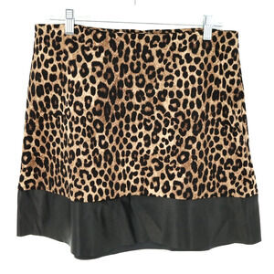 Michael Kors Skirt Petites PL LP Animal Print Faux Leather Hem Short Career